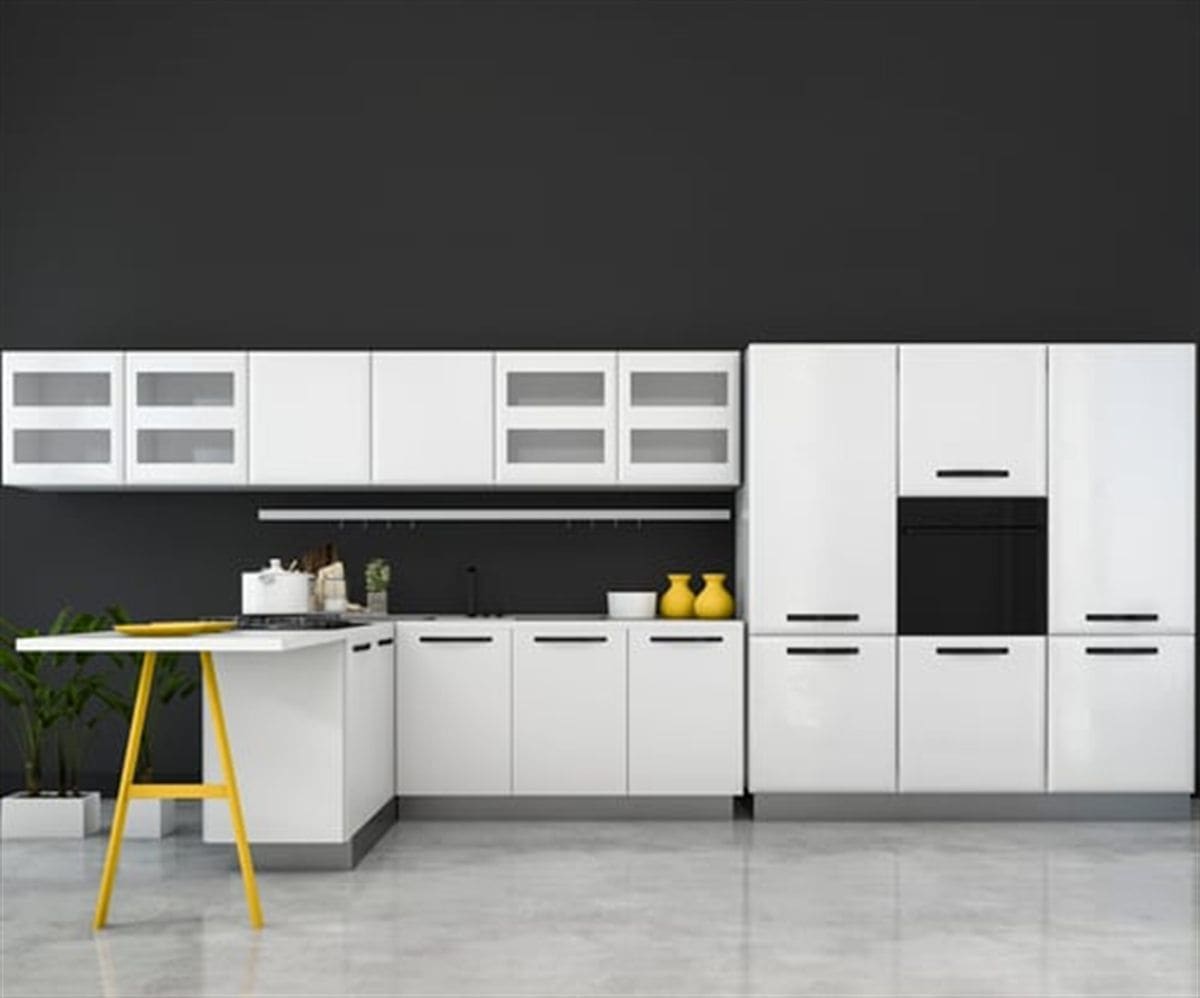 Modern kitchen with smoothly refinished white cabinet doors