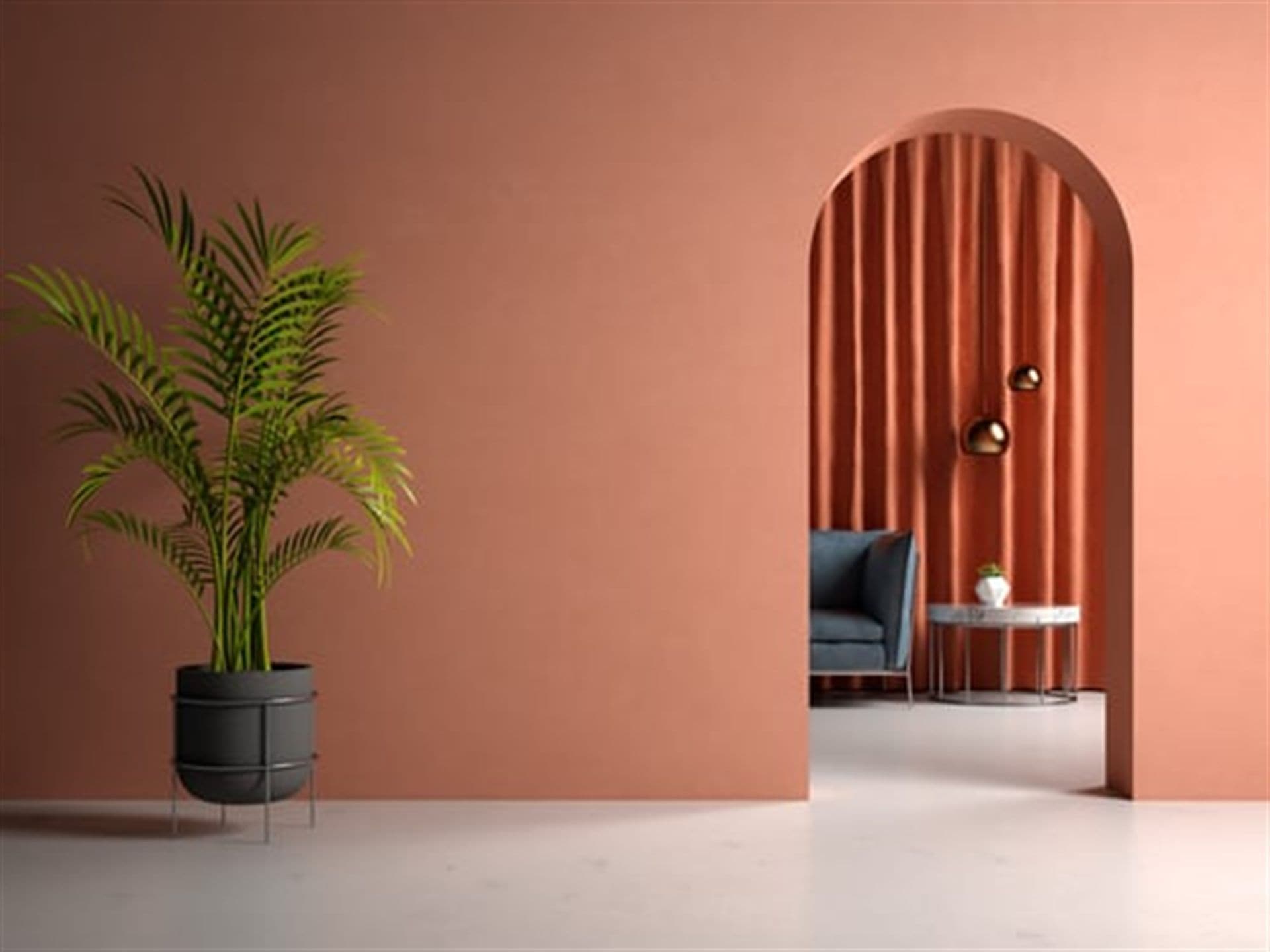 Terracotta painted interior archway showing a premium wall finish